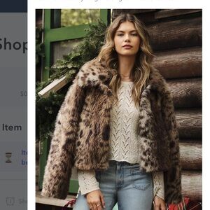 American Eagle leopard faur fur coat large NWOT